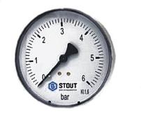 Stout Манометр аксиальный корпус 50 мм 6 бар 1/4